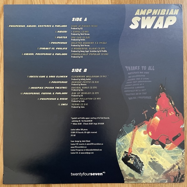 VARIOUS Amphibian Swap (Clear vinyl) (Twentyfour:Seven - Sweden original) (EX) LP