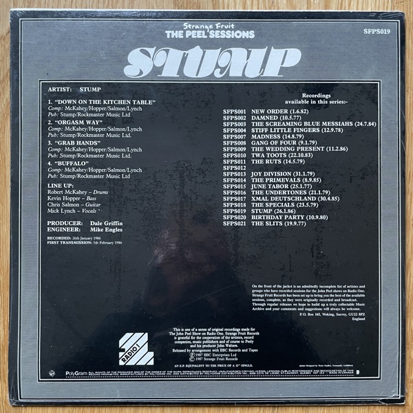 STUMP The Peel Sessions (Strange Fruit - Canada original) (SS) 12"