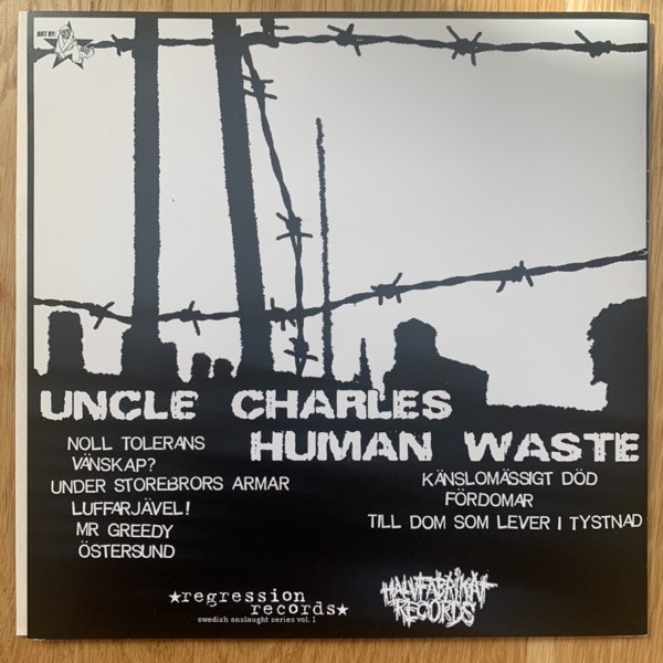 HUMAN WASTE / UNCLE CHARLES Split (Halvfabrikat - Sweden original) (EX) 7"