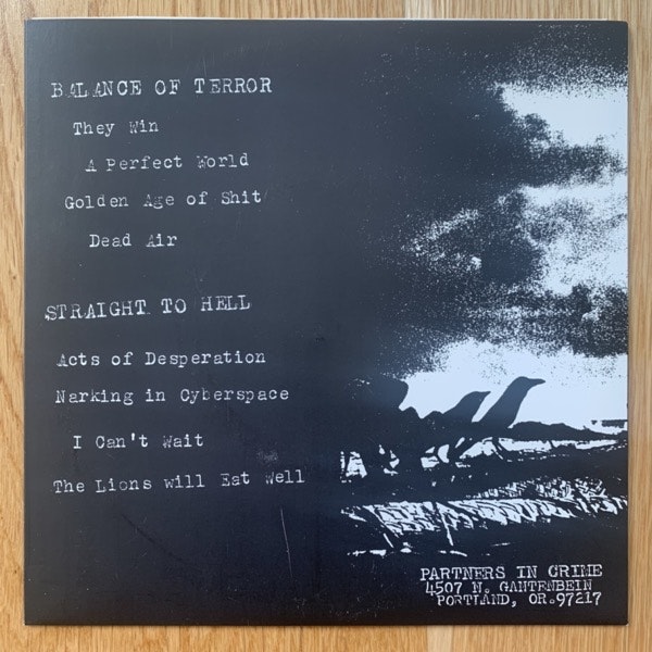 BALANCE OF TERROR / STRAIGHT TO HELL Split (Partners In Crime - USA original) (EX) 7"