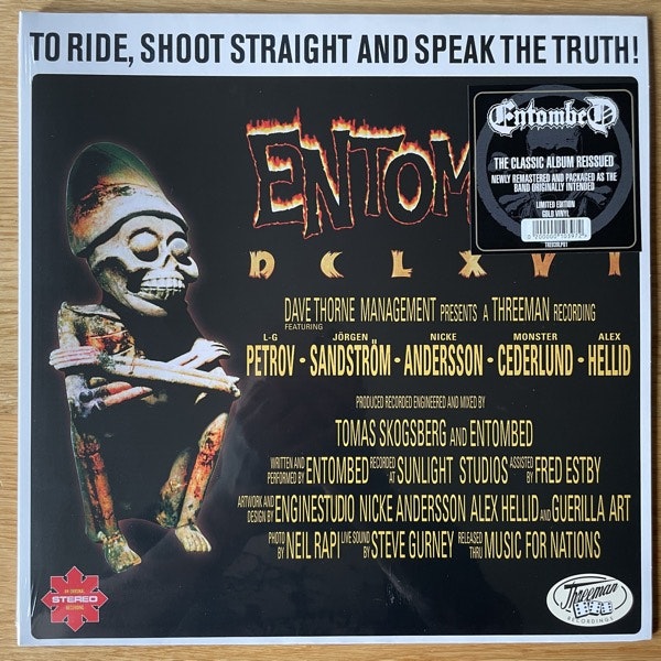 ENTOMBED To Ride, Shoot Straight And Speak The Truth (Gold vinyl) (Threeman - Sweden 2022 reissue) (SS) LP