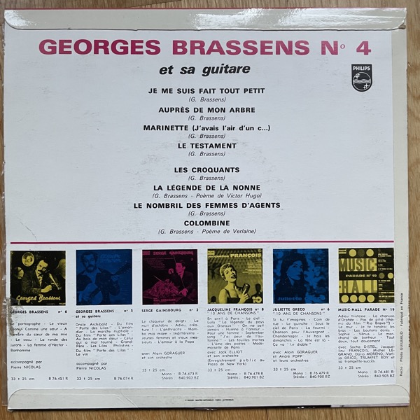 GEORGES BRASSENS N° 4 (Philips - France reissue) (VG+) 10"