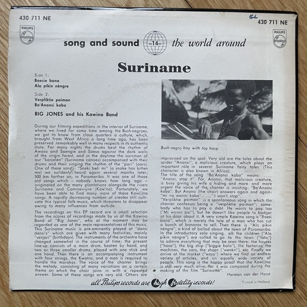 BIG JONES AND HIS KAWINA BAND Suriname (Philips - Holland original) (VG+) 7"