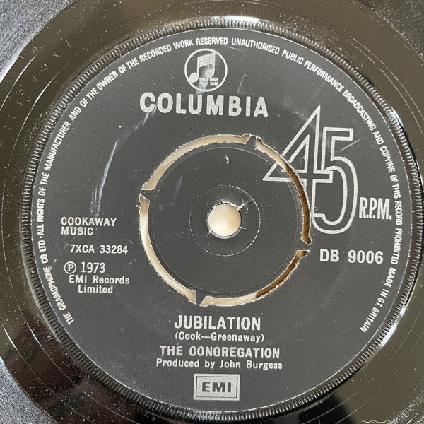 CONGREGATION Jubilation (Columbia - UK original) (VG+) 7"