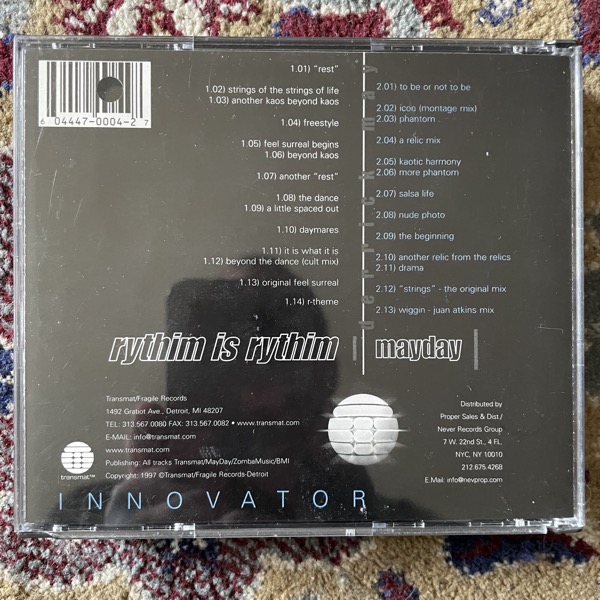 DERRICK MAY, RHYTHIM IS RHYTHIM, MAYDAY Innovator (Transmat - USA original) (EX) 2CD