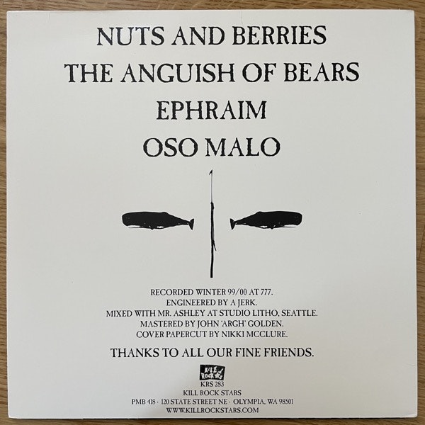 THRONES Sperm Whale (White vinyl) (Kill Rock Stars - USA original) (EX/VG-) 12" EP