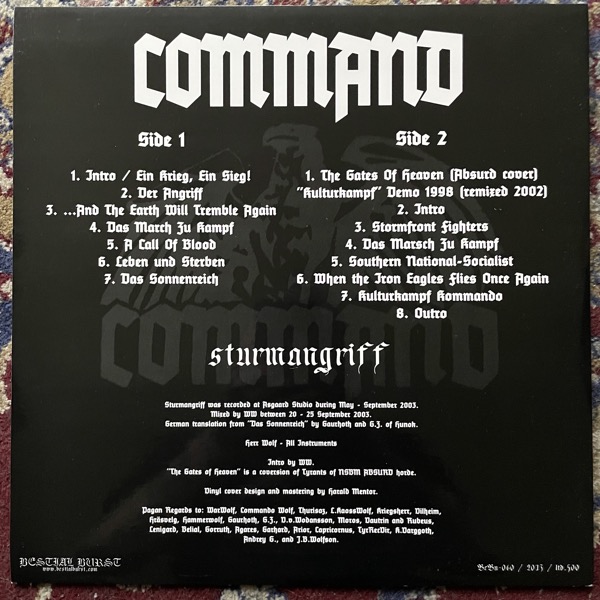 COMMAND Sturmangriff (Bestial Burst - Finland reissue) (EX) LP