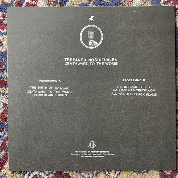 TREPANERINGSRITUALEN Deathward, To The Womb (Release The Bats - Sweden original) (NM/EX) 10"