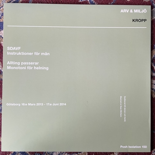 ARV & MILJÖ Kropp (Posh Isolation - Denmark original) (EX) LP