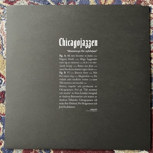 CHICAGOJAZZEN Misantropi För Nybörjare (White vinyl) (Irrlicht - Sweden original) (NM) LP