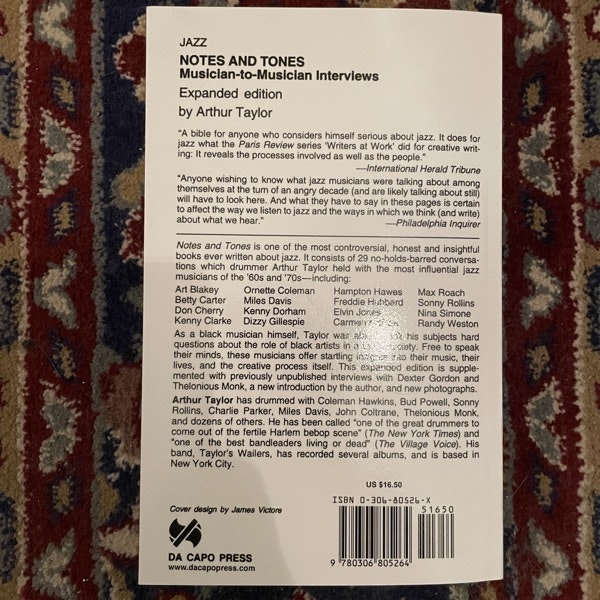 NOTES AND TONES Arthur Taylor (Da Capo - USA) (NM) BOOK