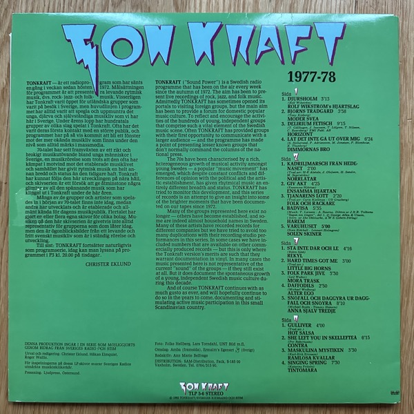 VARIOUS Ton Kraft 1977-78: Levande Musik Från Sverige • Live Music From Sweden (Tonkraft - Sweden original) (VG+/EX) 2LP