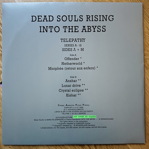 DEAD SOULS RISING / INTO THE ABYSS Telepathy Series Λ-Μ (CAPP - Greece original) (EX/NM) 12" EP