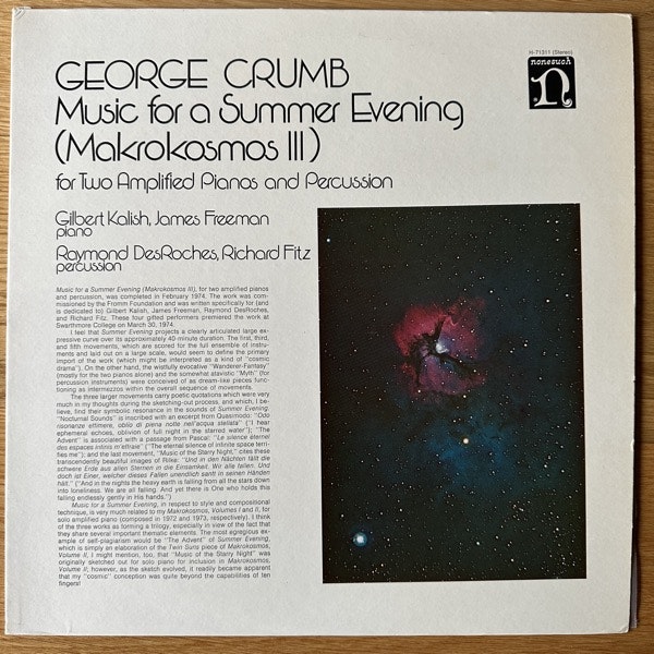 GEORGE CRUMB Music For A Summer Evening (Makrokosmos III) (Nonesuch - USA original) (EX) LP