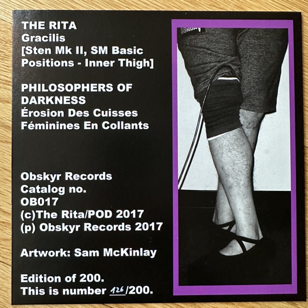 RITA, the / PHILOSOPHERS OF DARKNESS Gracilis (Signed. Purple vinyl) (Obskyr - Sweden original) (NM/EX) 7"