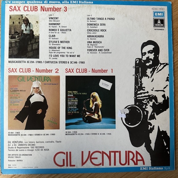 GIL VENTURA Sax Club Number 3 (Odeon - Italy original) (VG/VG+) LP