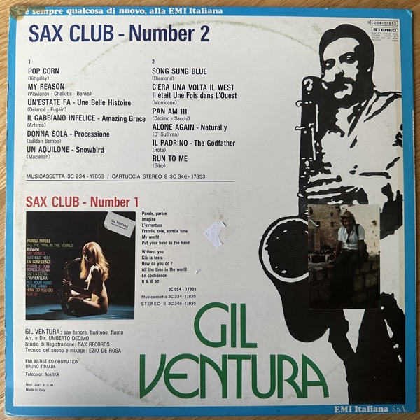 GIL VENTURA Sax Club Number 2 (Odeon - Italy original) (VG/VG+) LP
