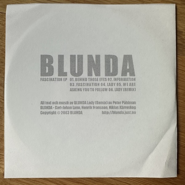 BLUNDA Fascination (Self released - Sweden original) (EX) CDR EP