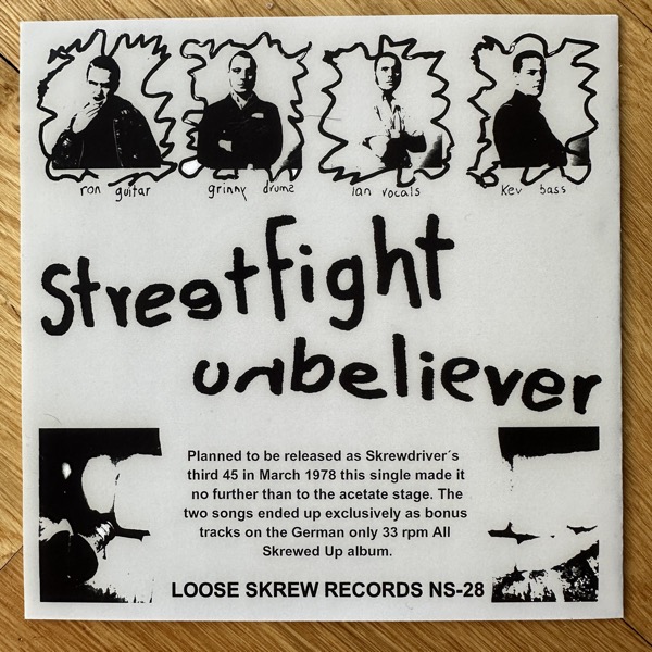 SKREWDRIVER Streetfight / Unbeliever (Loose Skrew - USA reissue) (NM/EX) 7"