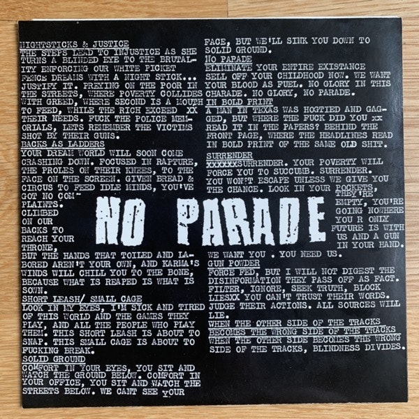 NO PARADE No Parade (Partners In Crime - USA original) (VG+/EX) 7"