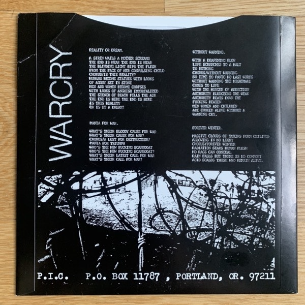 WARCRY Harvest Of Death (Partners In Crime - USA original) (VG/VG+) 7"