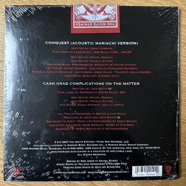 WHITE STRIPES, the Conquest (3/3) (Red vinyl) (Third Man - USA original) (SS) 7"