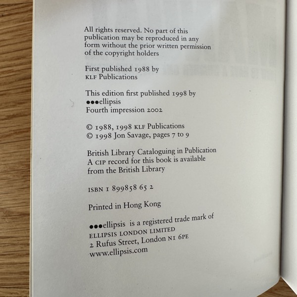 KLF, the The Manual (Ellipsis - UK 2002 printing) (EX) BOOK