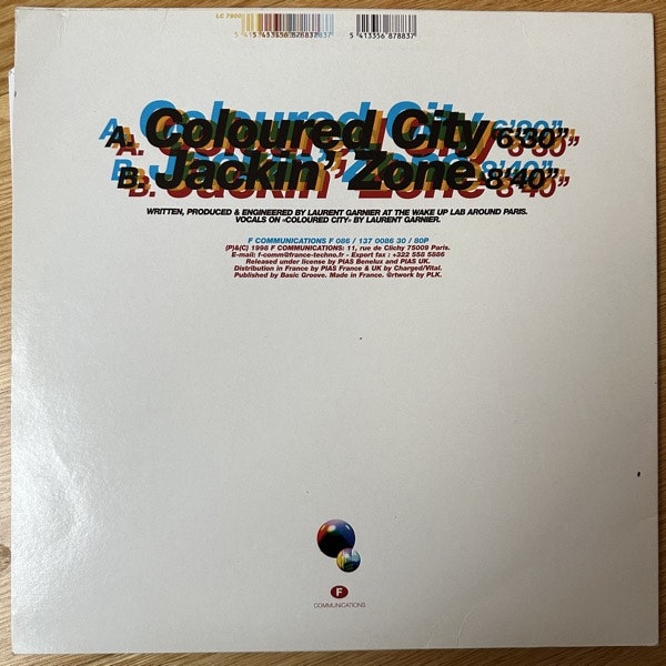 LAURENT GARNIER Coloured City (F Communications - Europe original) (VG+) 12"