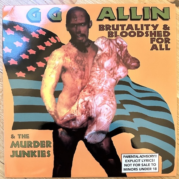 GG ALLIN & THE MURDER JUNKIES Brutality & Bloodshed For All (Alive - USA reissue) (VG+) LP