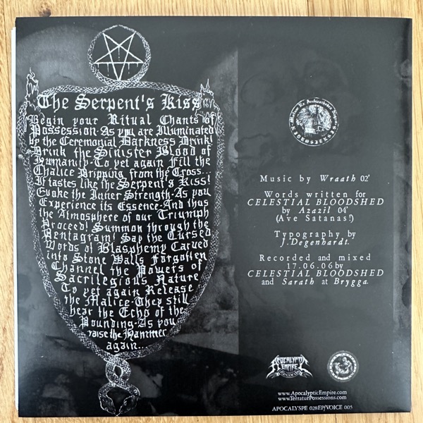 CELESTIAL BLOODSHED The Serpent's Kiss (Apocalyptic Empire - Norway original) (NM) 7"