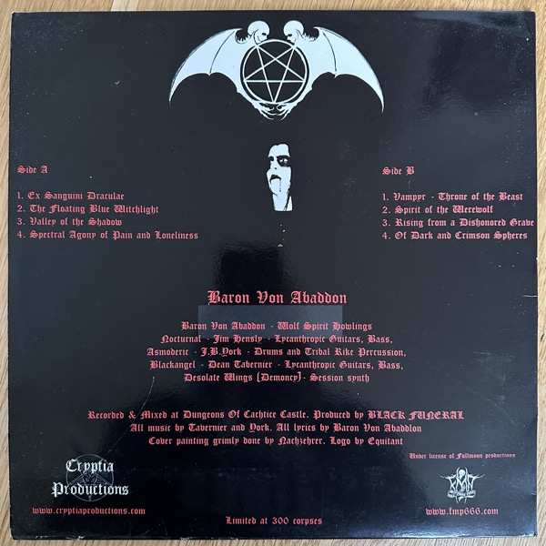 BLACK FUNERAL Vampyr - Throne Of The Beast (Cryptia - Greece 2006 reissue) (VG/EX) LP