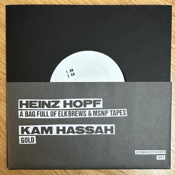 HEINZ HOPF / KAM HASSAH A Bag Full Of Elkbrews & MSNP Tapes / Gold (Self released - Sweden, Italy original) (NM/EX) 7"