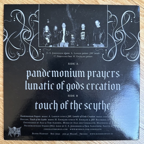 CEREKLOTH Pandemonium Prayers (Blood Harvest - USA original) (VG+/EX) 7"