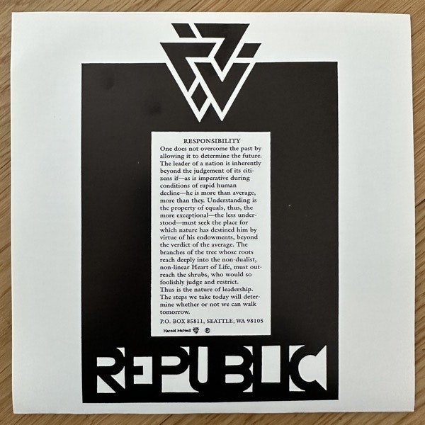REPUBLIC Freedom Through Ability (White vinyl) (Storm - USA original) (EX/NM) 7"