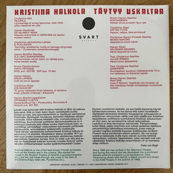 KRISTIINA HALKOLA Täytyy Uskaltaa (Svart - Finland reissue) (SS) LP