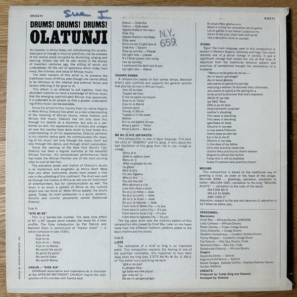 OLATUNJI Drums! Drums! Drums! (Roulette - USA original) (VG+) LP