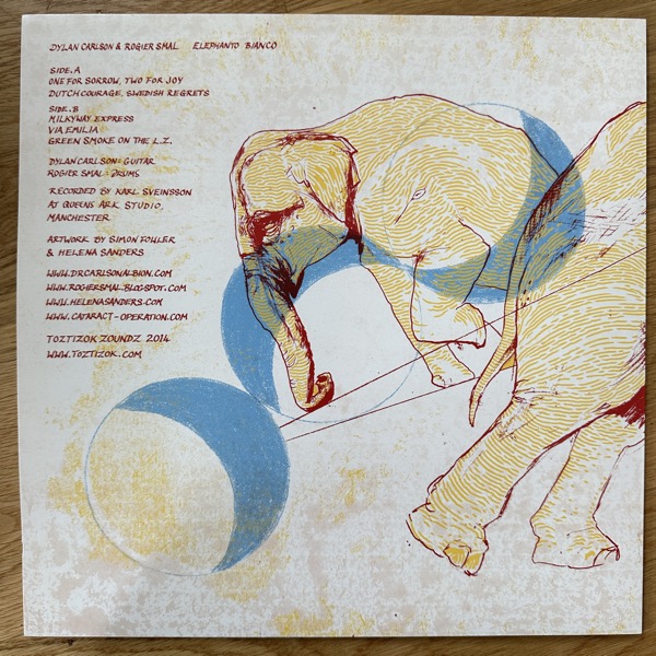 DYLAN CARLSON & ROGIER SMAL Elephanto Bianco (Green/yellow vinyl) (Toztizok Zoundz – Holland repress) (EX/VG+) LP