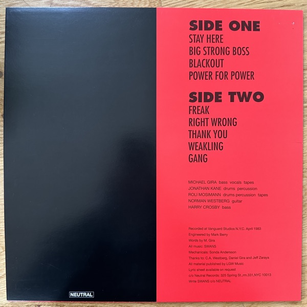 SWANS Filth (Unofficial reissue) (EX) LP