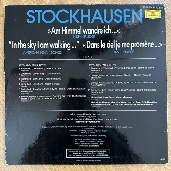 KARLHEINZ STOCKHAUSEN Am Himmel Wandre Ich (Deutsche Grammophon – Germany original) (VG+/NM) (NWW List) LP