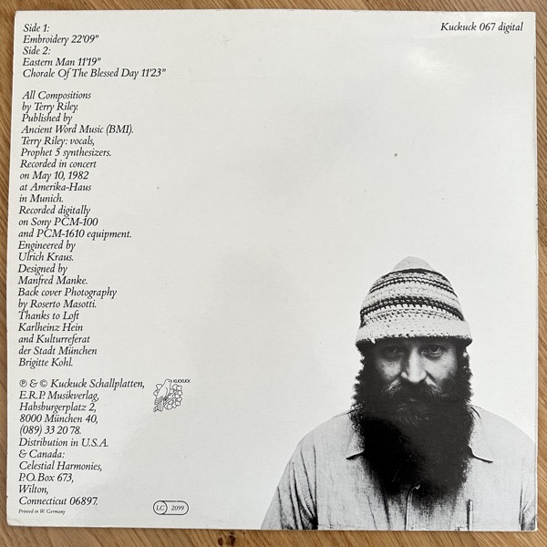 TERRY RILEY Songs For The Ten Voices Of The Two Prophets (Kuckuck – Germany original) (VG+/EX) LP