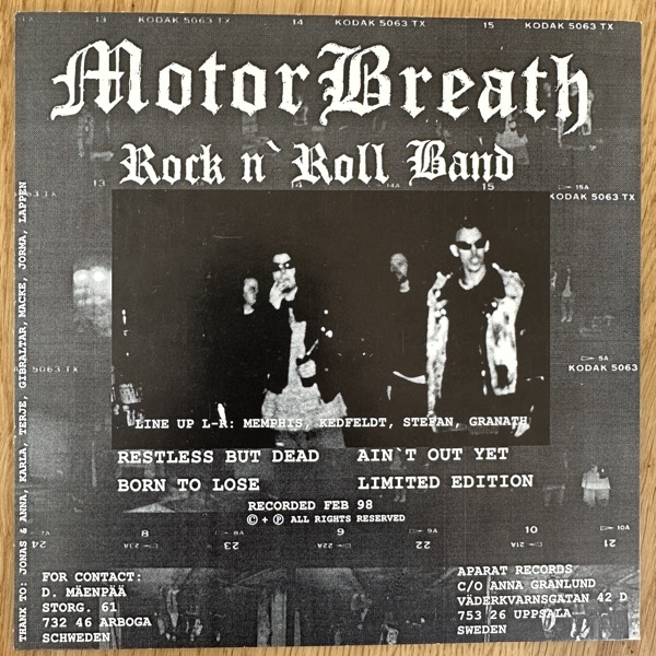 MOTORBREATH Rock N' Roll Band (Aparat - Sweden original) (EX/VG+) 7"