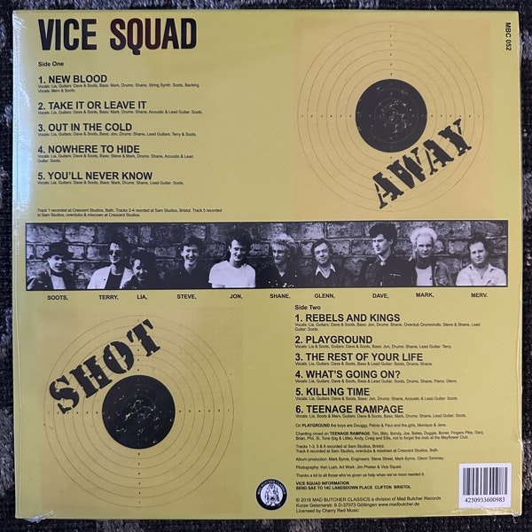 VICE SQUAD Shot Away (Mad Butcher Classics – Germany reissue) (SS) LP