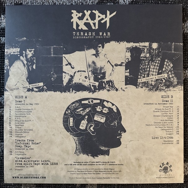RAPT Thrash War - Discography 1984/1987 (F.O.A.D. - Italy original) (NM) LP+7"+CD