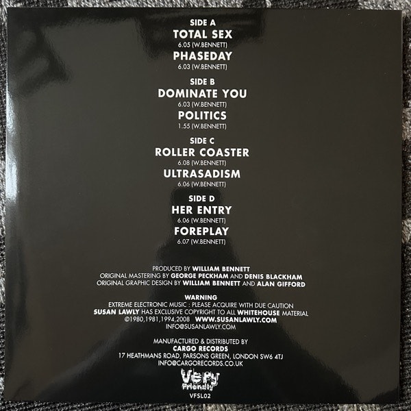 WHITEHOUSE Total Sex (Very Friendly - UK 2008 reissue) (NM/EX) 2LP
