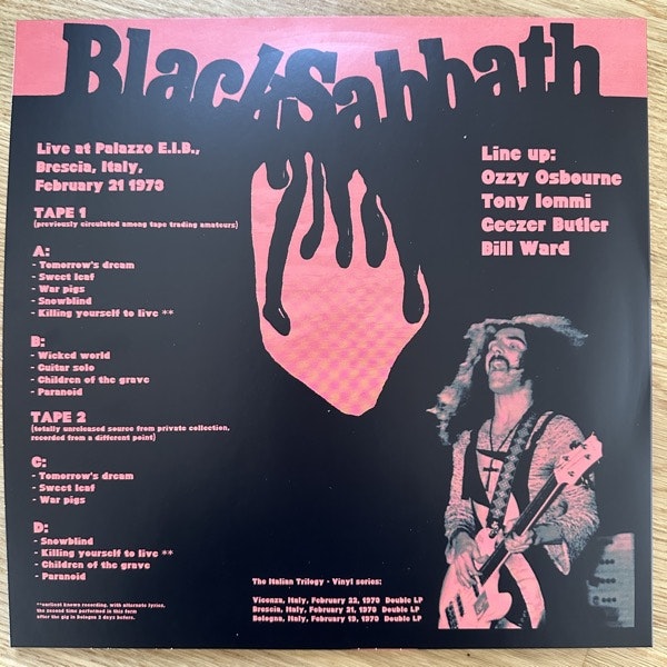 BLACK SABBATH The Italian Trilogy: Live in Brescia, Feb. 21, 1973 (Red vinyl) (No label - Italy original) (EX/NM) 2LP