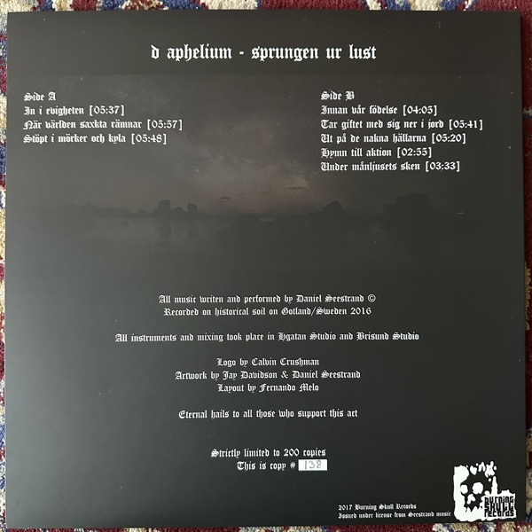 D APHELIUM Sprungen Ur Lust (Burning Skull - Sweden original) (NM/EX) LP
