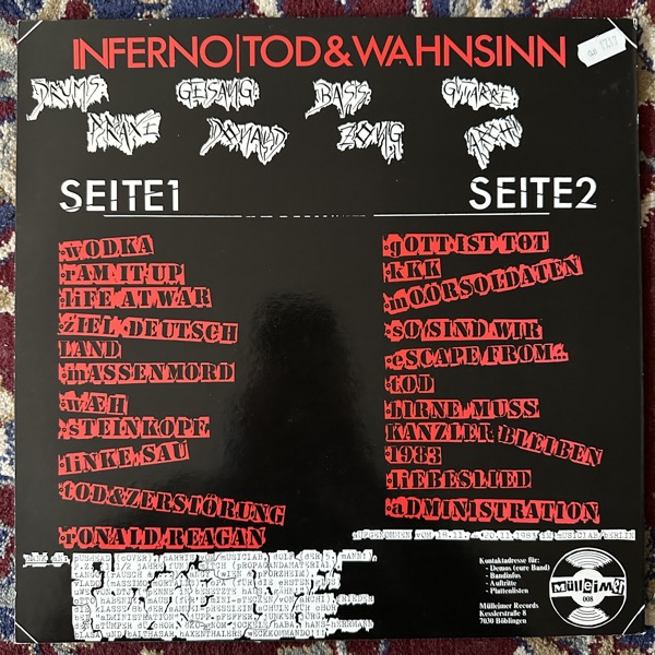 INFERNO Tod & Wahnsinn (Mülleimer - Germany original) (VG+) LP