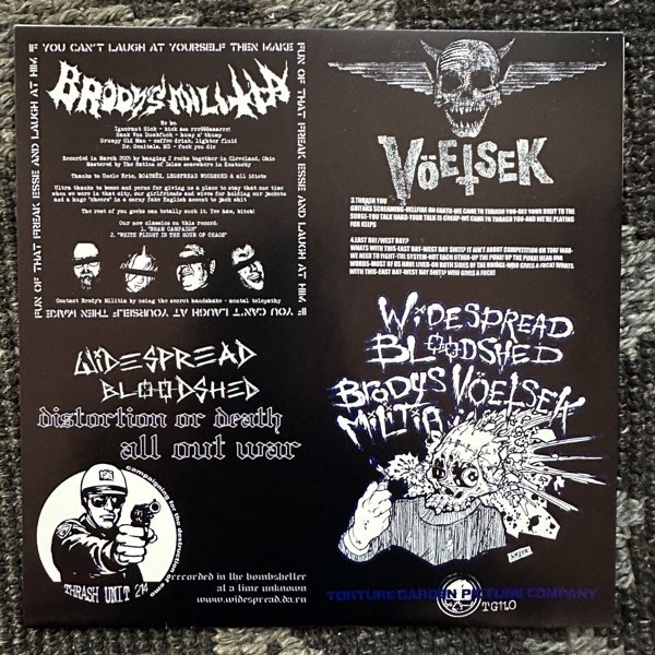 BRODY'S MILITIA / VÖETSEK / WIDESPREAD BLOODSHED Weapons Of Thrash Destruction Tour With The True Asses Of Evil (Purple vinyl) (Torture Garden Picture Company - USA original) (EX) 6"