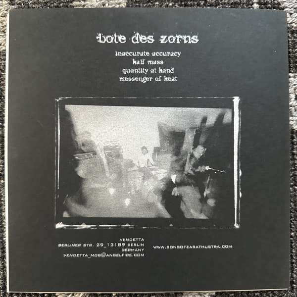 SONG OF ZARATHUSTRA Bote Des Zorns (Vendetta - Germany original) (NM/EX) 7"