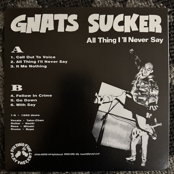 GNATS SUCKER All Thing I'll Never Say (625 Thrashcore – USA original) (EX) 7"